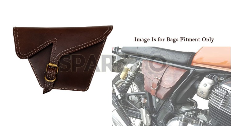 Royal Enfield GT and Interceptor 650 Side Panel Bag Genuine Leather Brown - SPAREZO